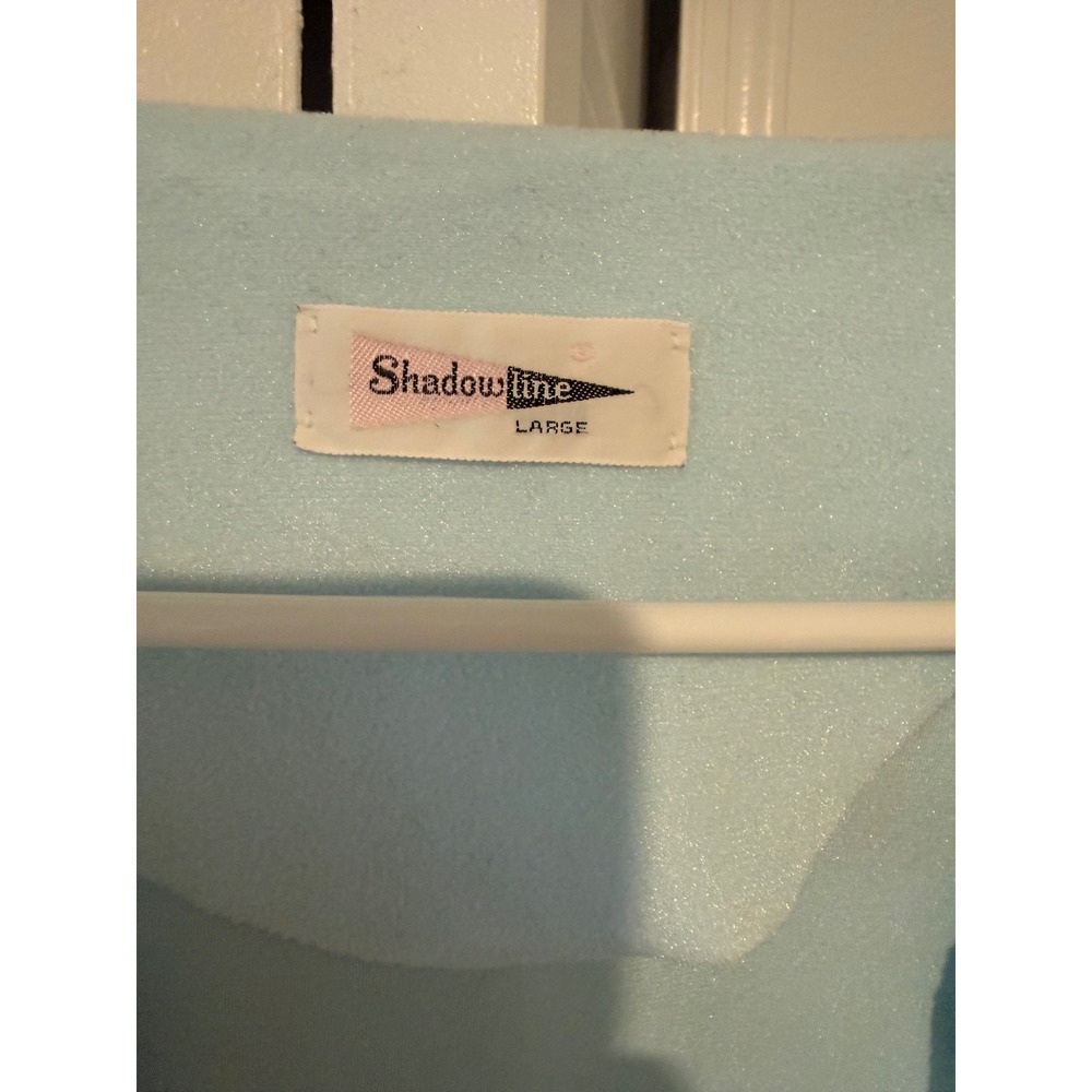 Shadowline Vintage Blue Floral Embroidered Lace Trim Nightgown Large Zip Front - Picture 4 of 5